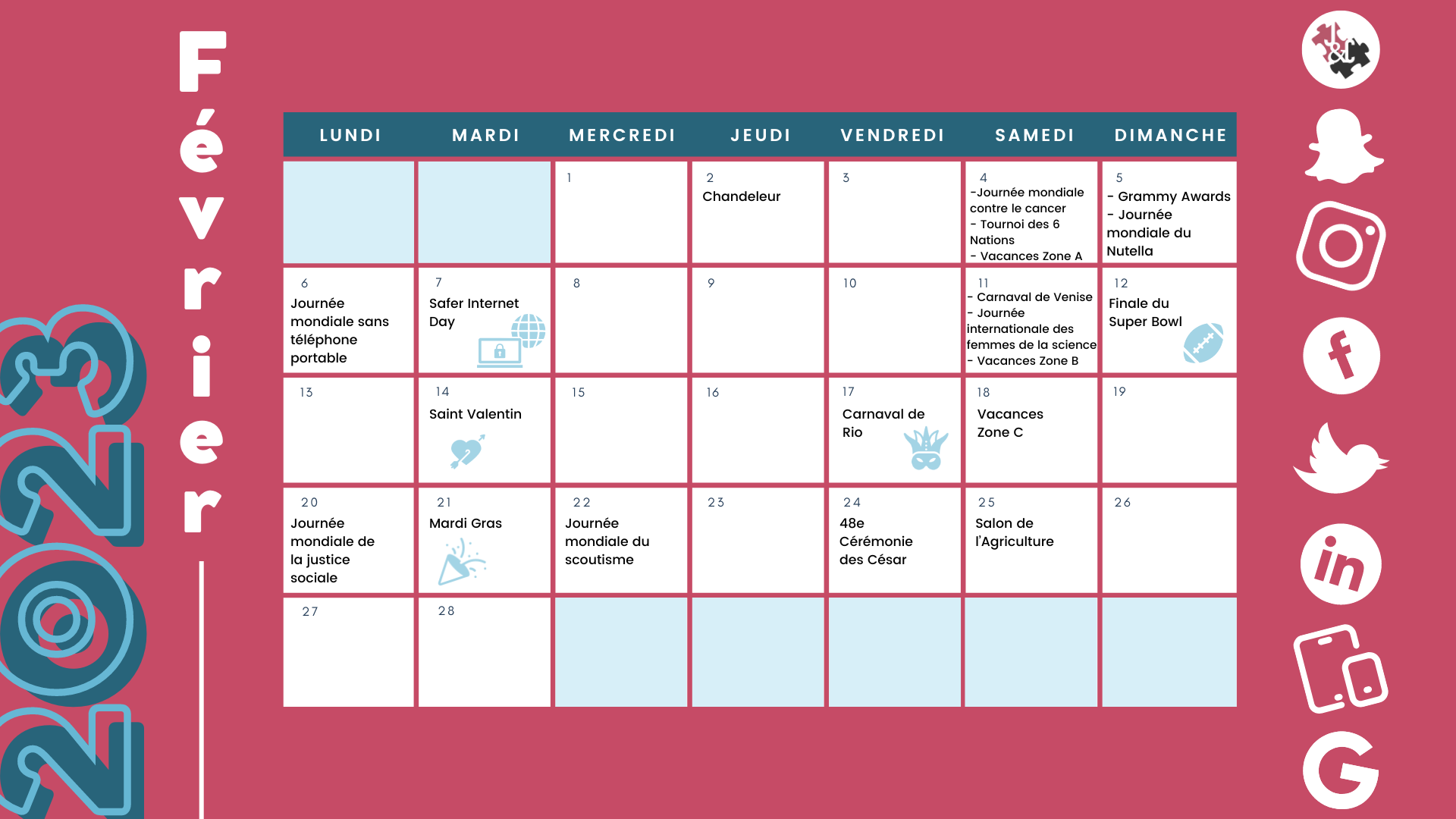 Retrouvez tous les événements clés du mois de février grâce à votre calendrier marronnier février 2023 !