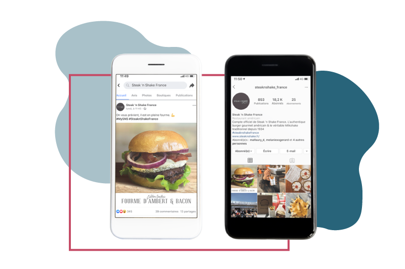 Notre agence de communication digitale rédige et publie les posts Instagram et Facebook Steak 'n Shake