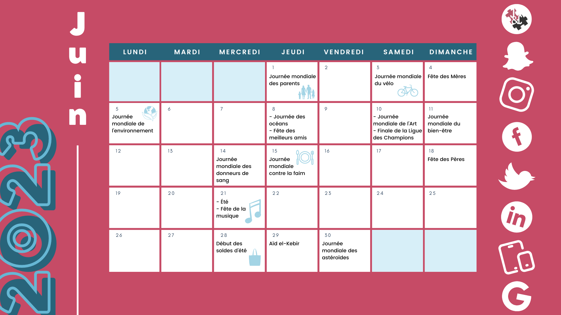 Retrouvez tous les événements clés du mois de juin grâce à votre calendrier marronnier juin 2023 !