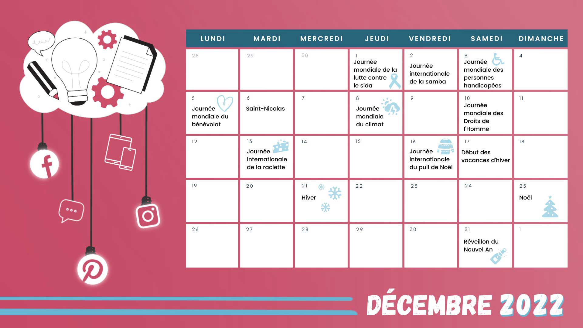 Retrouvez tous les événements clés du mois de décembre grâce à votre calendrier marronnier décembre 2022 !