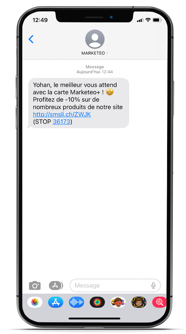 Exemple d'un SMS Marketing