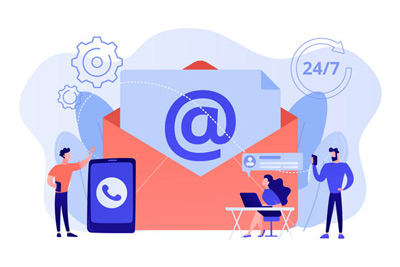 Visuel d'envoi d'un email et outils de marketing digital